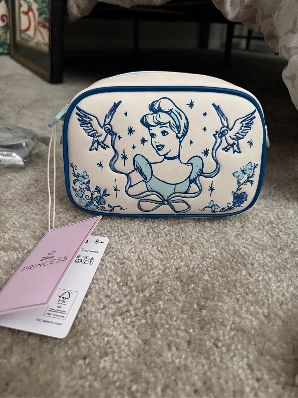 Loungefly Cream and Blue Cinderella Cosmetic Bag